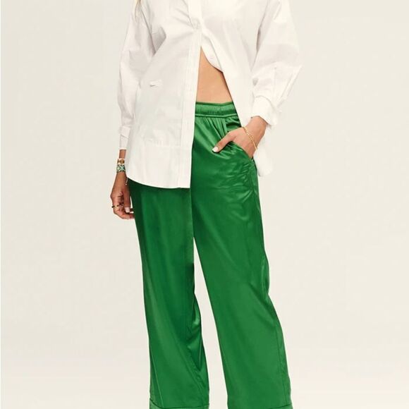 SER.O.YA Women’s Hazel Silk Pants in the Size Large in Amazon Green Color - Picture 12 of 15